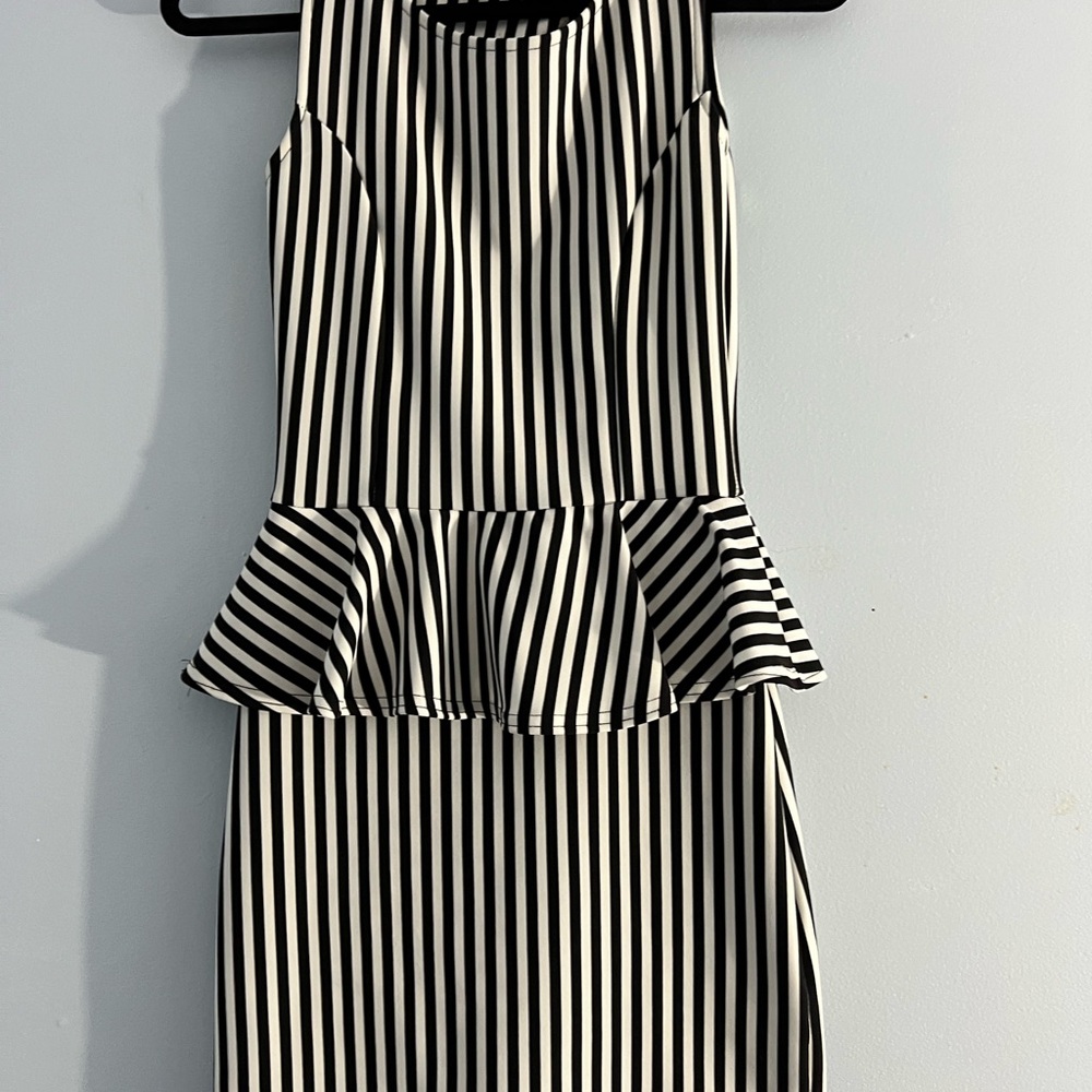 Black and White Striped Women's Dress
